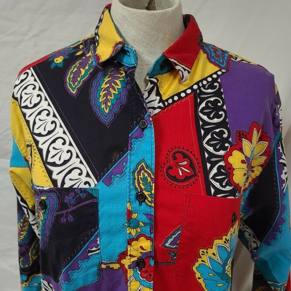 VTG FRONTIER SERIES Floral Western Colorful Shirt - Picture 4 of 12
